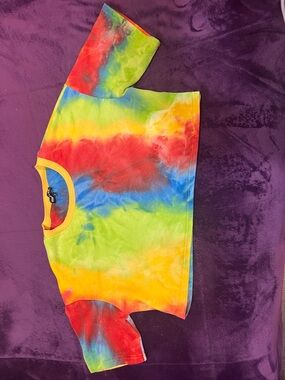 DOLLS KILL Rehab Lab Rainbow Tie-Dye Short Sleeve Tee - Red, Yellow, Green, Blue